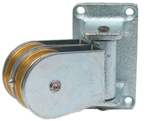 1.5" Swivel Pulley, Brass Wheel, Zinc Frame, Double