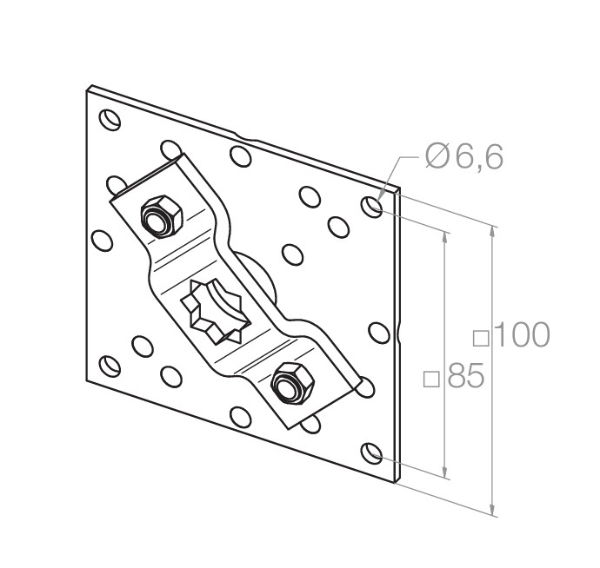Elero Base Plate with motor bearing for NHK head motors. Pitch circle 48, 60, 90mm