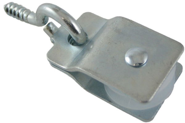 0.75" Lazy Pulley, Nylon Wheel, Zinc Frame