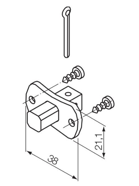 Nice Square Pivot 10mm Square (2 screw Holes)