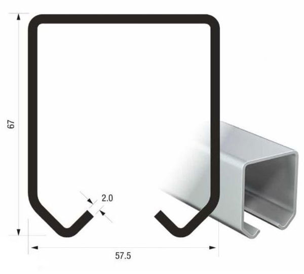 Runners Series 250.  4m Galvanised Steel Upper Track