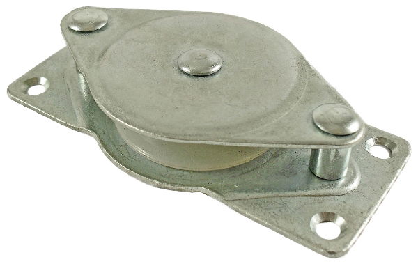 1.5" Side Pulley, Nylon Wheel, Zinc Frame, Single