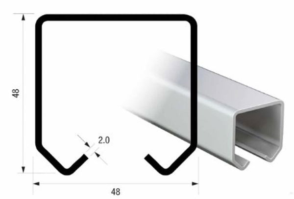 Runners Series 50 2.5m Galvanised Steel Top Track