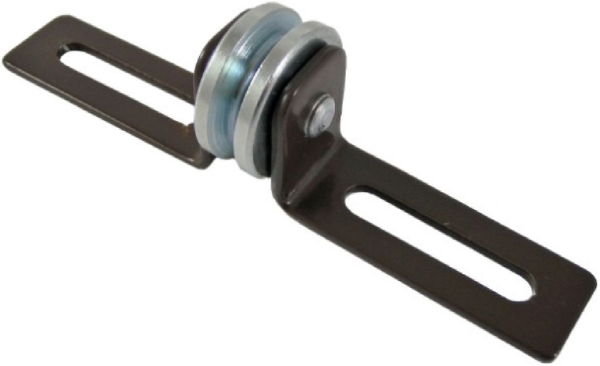 0.75" Slider Pulley, Steel Wheel, Brown Frame, Needle Roller