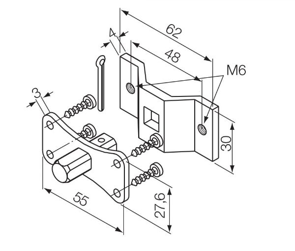 Nice Bracket Kit and Square Pivot 10mm