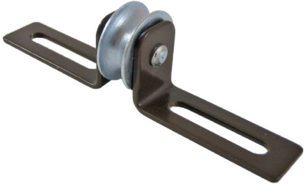 0.75" Slider Pulley, Steel Wheel, Brown Frame