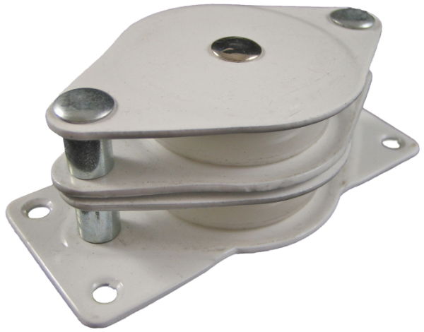 1.5" Side Pulley, Nylon Wheel, White Frame, Double