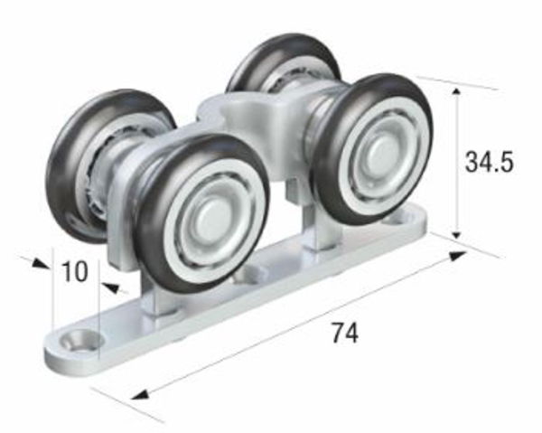 Runners Series 20. Rotating Dbl Axle Nylon Wheel Hanger