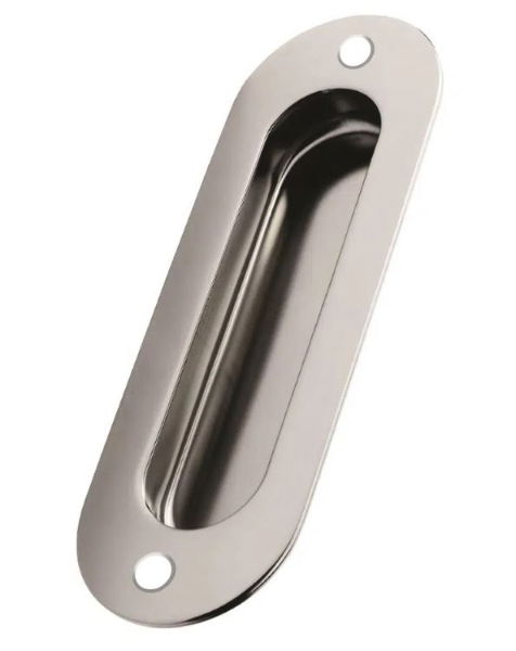 Runners Flush Pull Radius End Polished SS 120 x 40mm