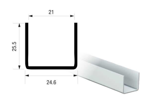 Runners Series 50. 2m Galvanised Steel Bottom Guide Channel