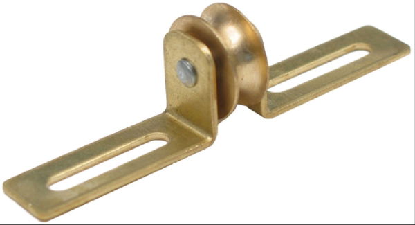 0.75" Slider Pulley, Brass Frame, Brass Wheel