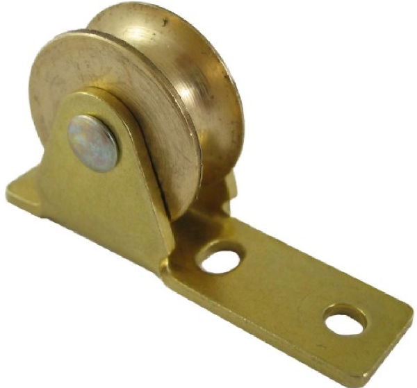 0.75" Guide Pulley, Brass Wheel, Brass Frame