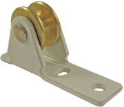 0.5625" Guide Pulley, Brass Wheel, White Frame