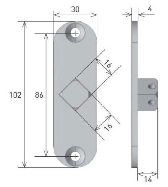 Gaposa Bracket 16mm aperture at 45deg angle