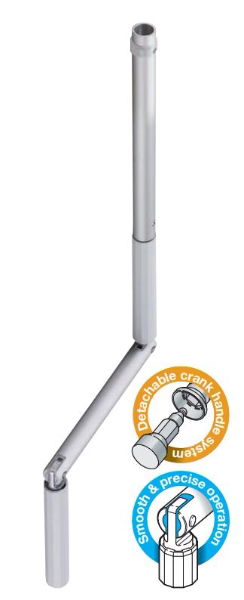 Geiger Aluminium Crank Handle, Steel Tube, Anodised, White Grip 1300mm with HOPPIPE packaging