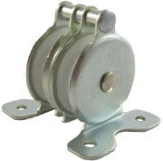 1.5" Upright Pulley, Nylon Wheel, Zinc Frame, Double