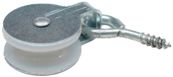 1.00" Lazy Pulley, Nylon Wheel, Zinc Frame