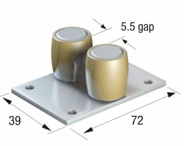 Runners Series 50 20mm dia guide brass roller, flat plate