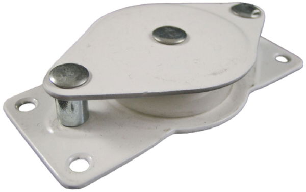 1.5" Side Pulley, Nylon Wheel, White Frame, Single